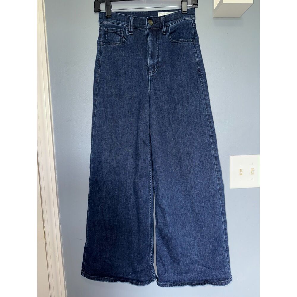 Rag & Bone High Rise, Dark Wash 'Serena Cropped' Wide Leg Jeans | Size 25
